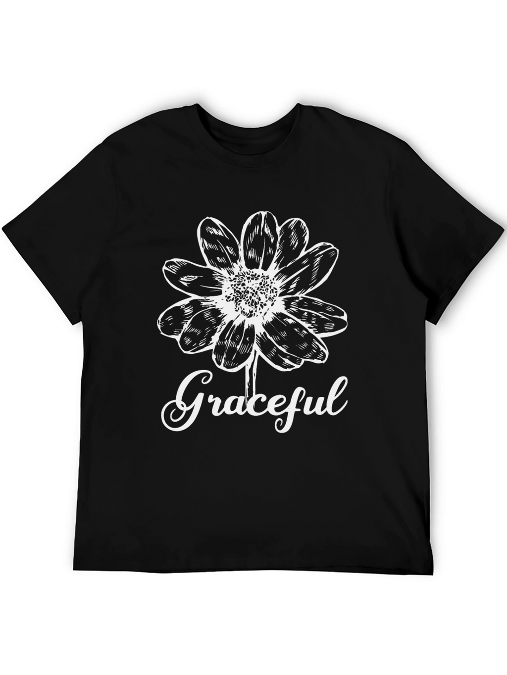 Graceful Flower Graphic Tee - Black