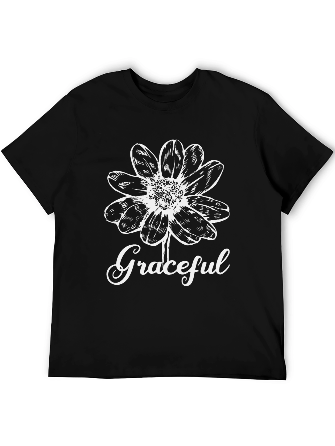 Graceful Flower Graphic Tee - Black