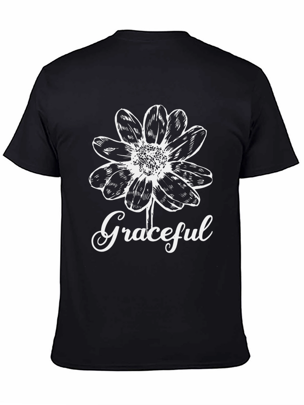 Graceful Flower Graphic Tee - Black