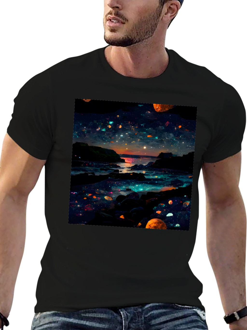 Celestial Shoreline Black T-Shirt