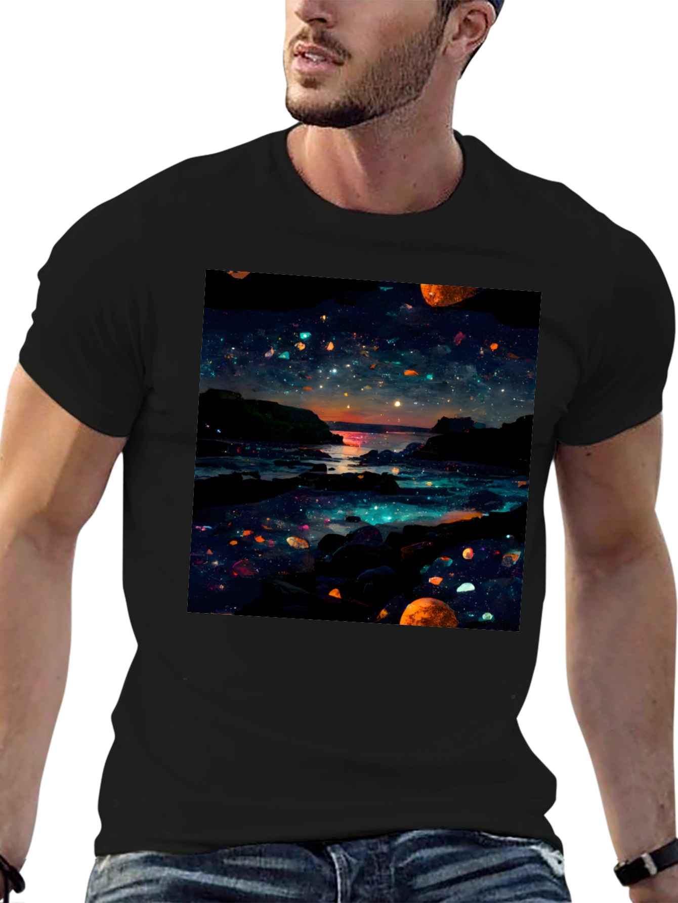 Celestial Shoreline Black T-Shirt