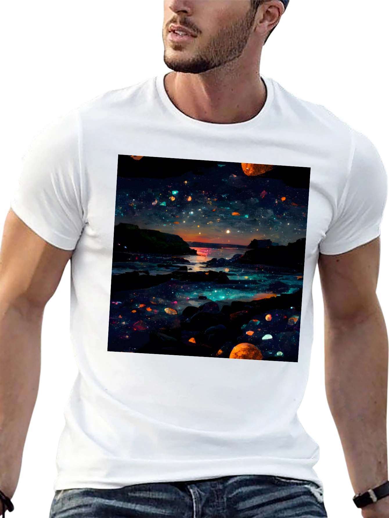 Celestial Shoreline Black T-Shirt