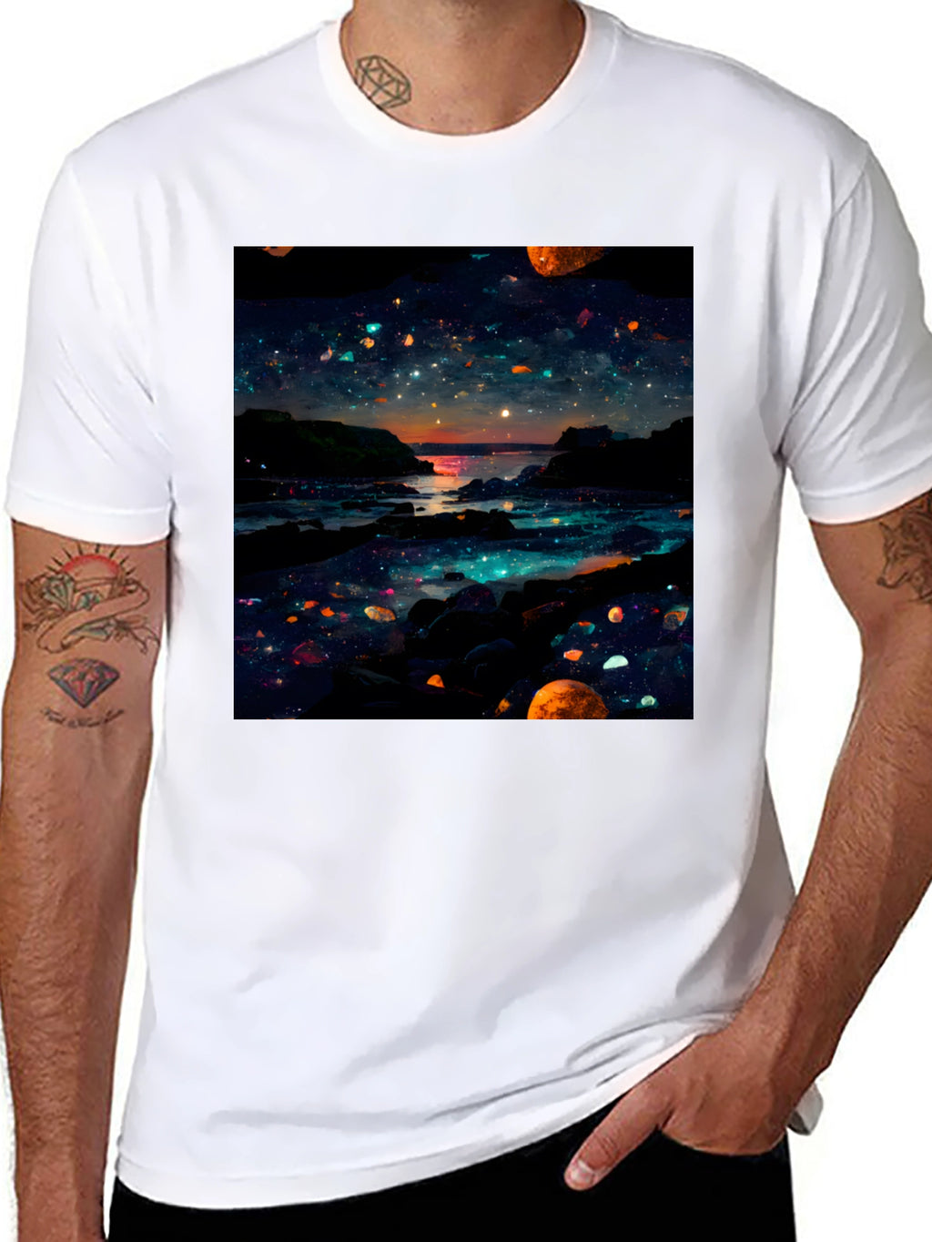 Celestial Shoreline Black T-Shirt
