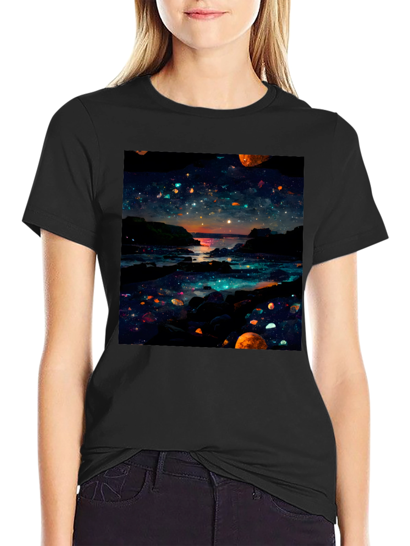 Celestial Shoreline Black T-Shirt