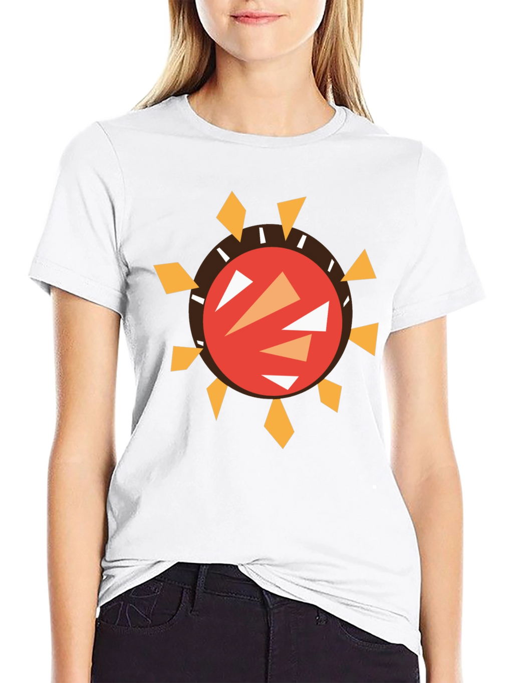 Abstract Sun Graphic Black T-Shirt