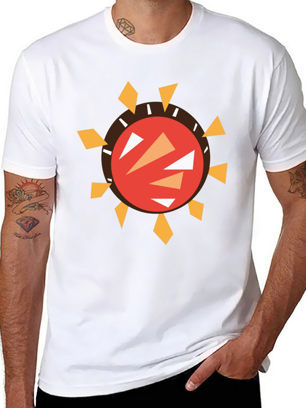 Abstract Sun Graphic Black T-Shirt