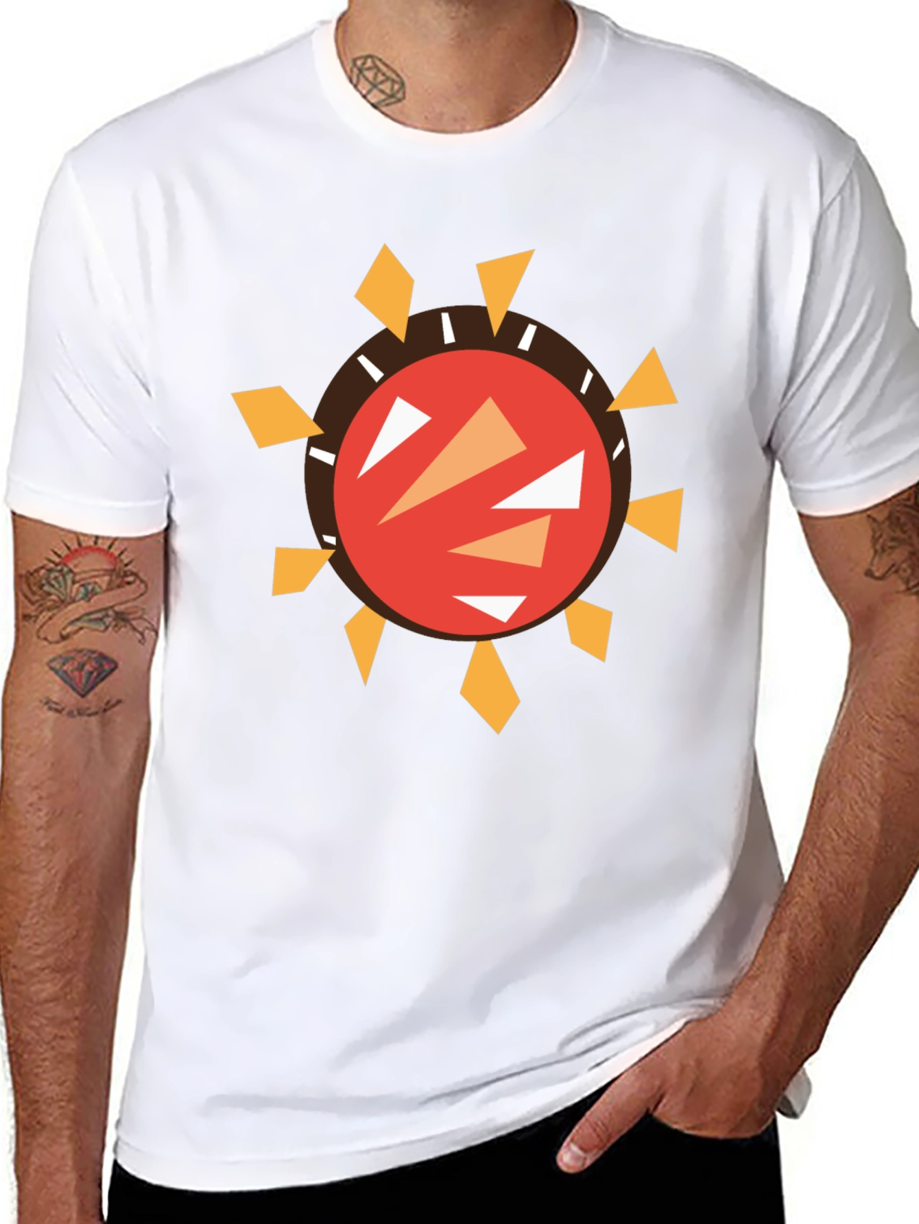 Abstract Sun Graphic Black T-Shirt