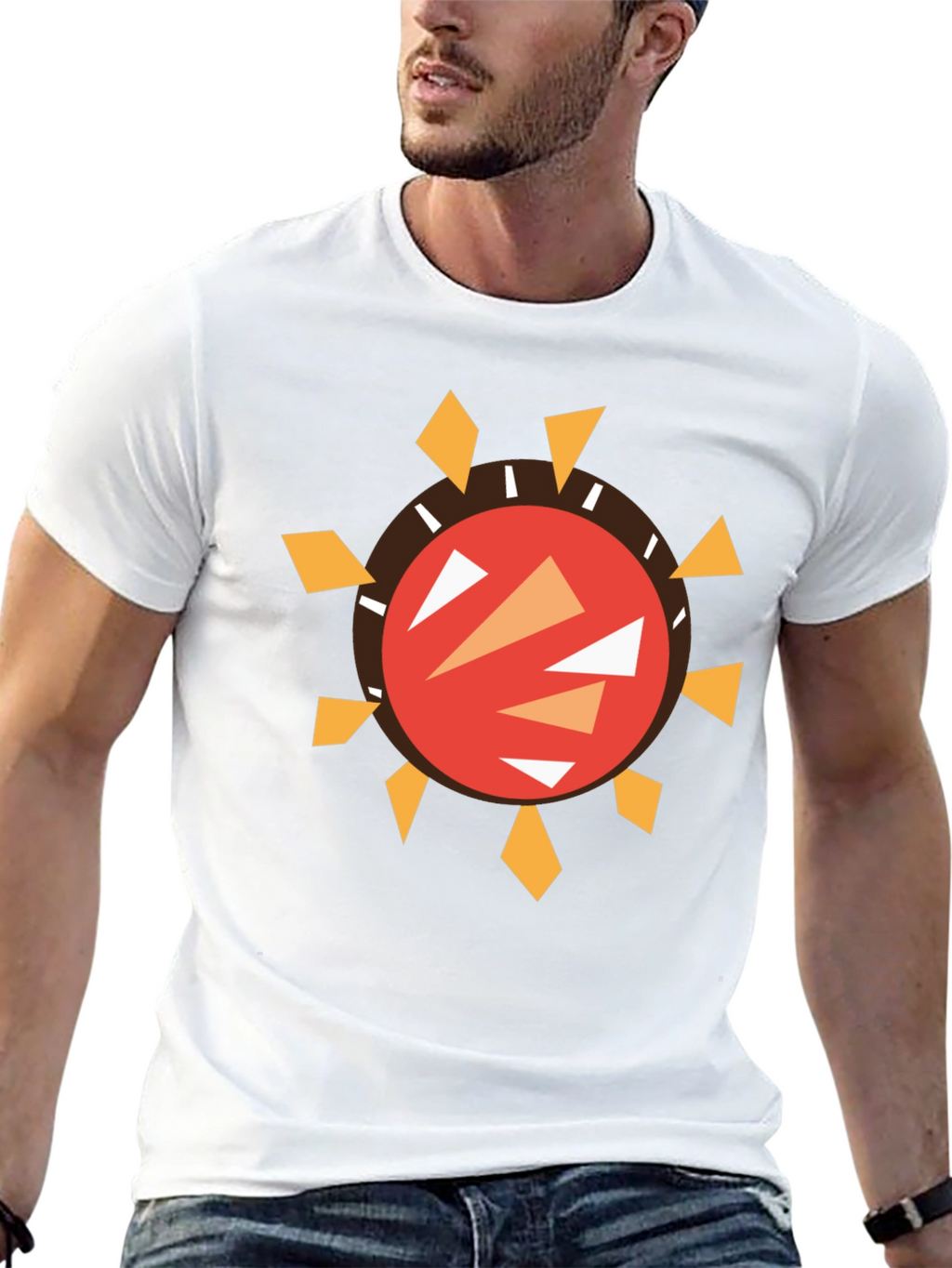 Abstract Sun Graphic Black T-Shirt