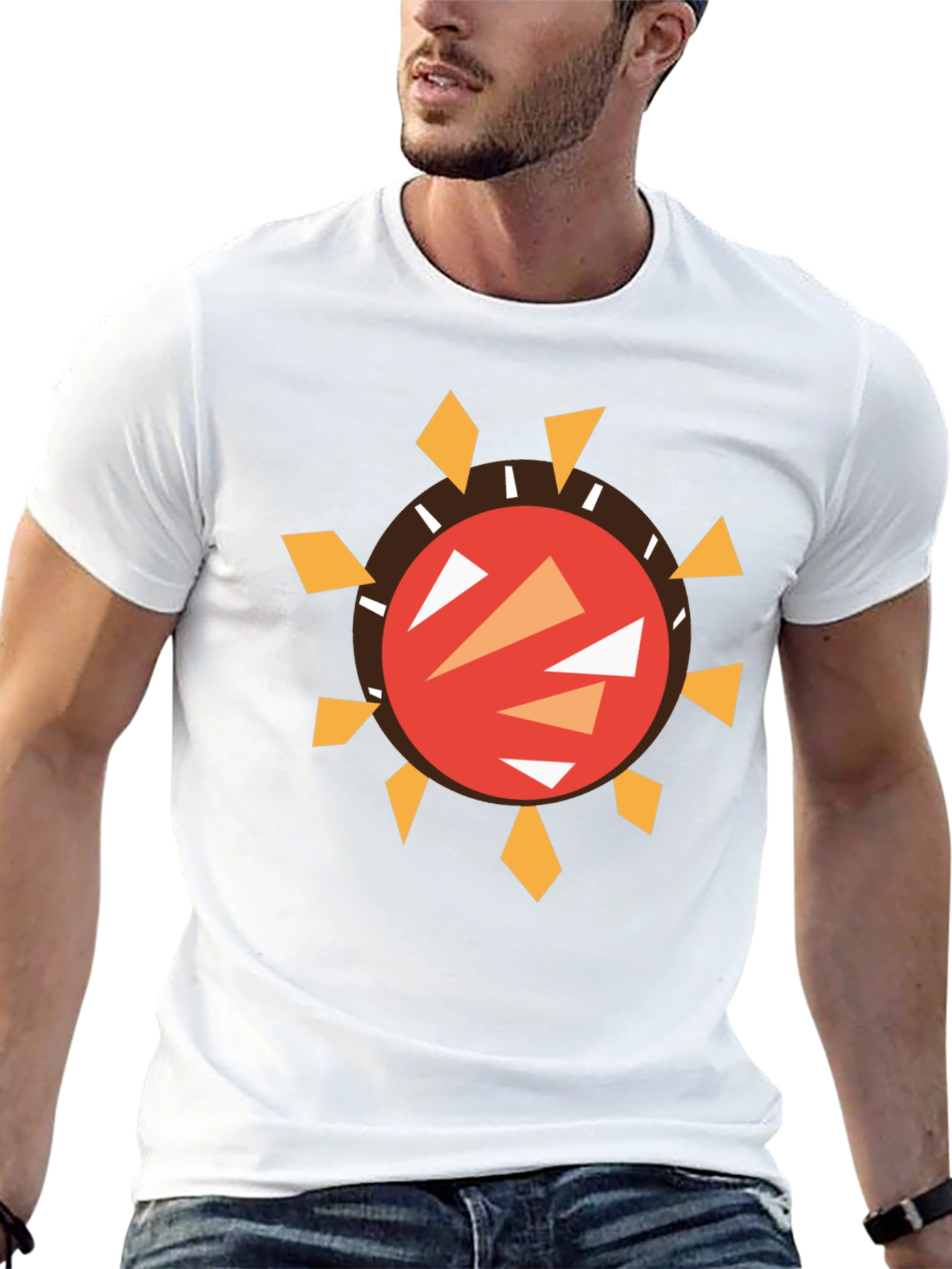 Abstract Sun Graphic Black T-Shirt