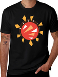 Abstract Sun Graphic Black T-Shirt