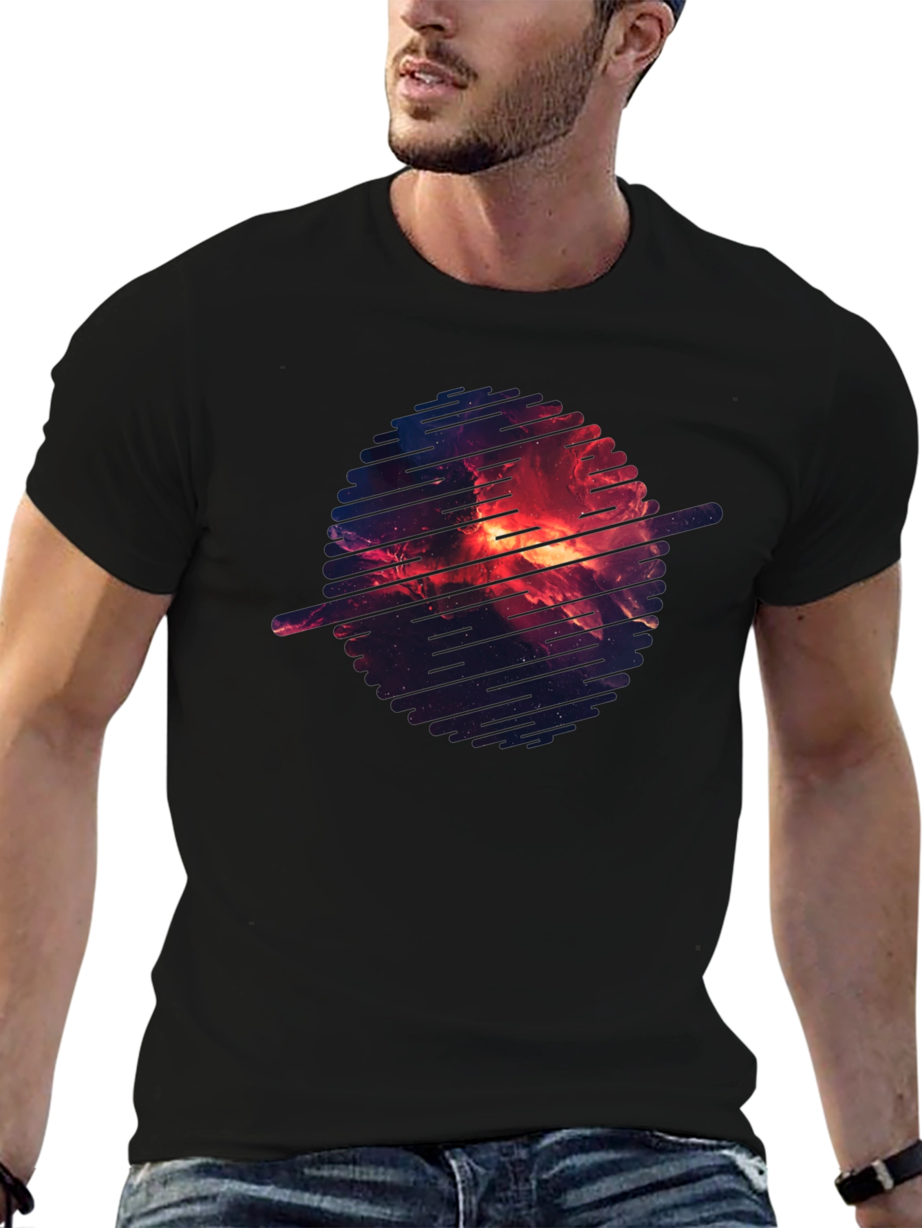 Cosmic Nebula Graphic Black T-Shirt