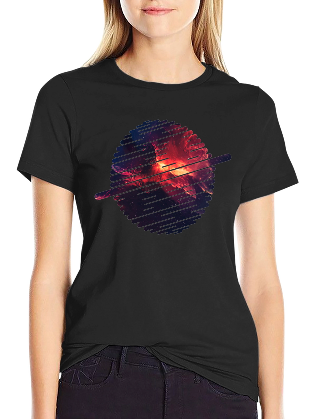 Cosmic Nebula Graphic Black T-Shirt