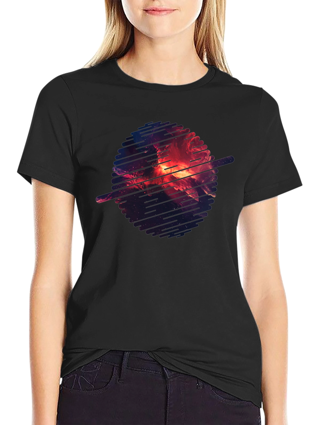 Cosmic Nebula Graphic Black T-Shirt