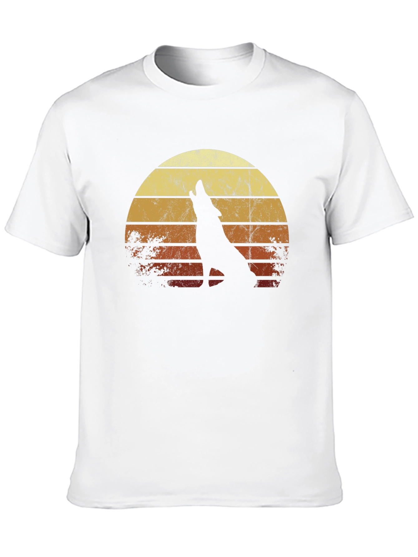 Retro Wolf Sunset Graphic Tee - Black