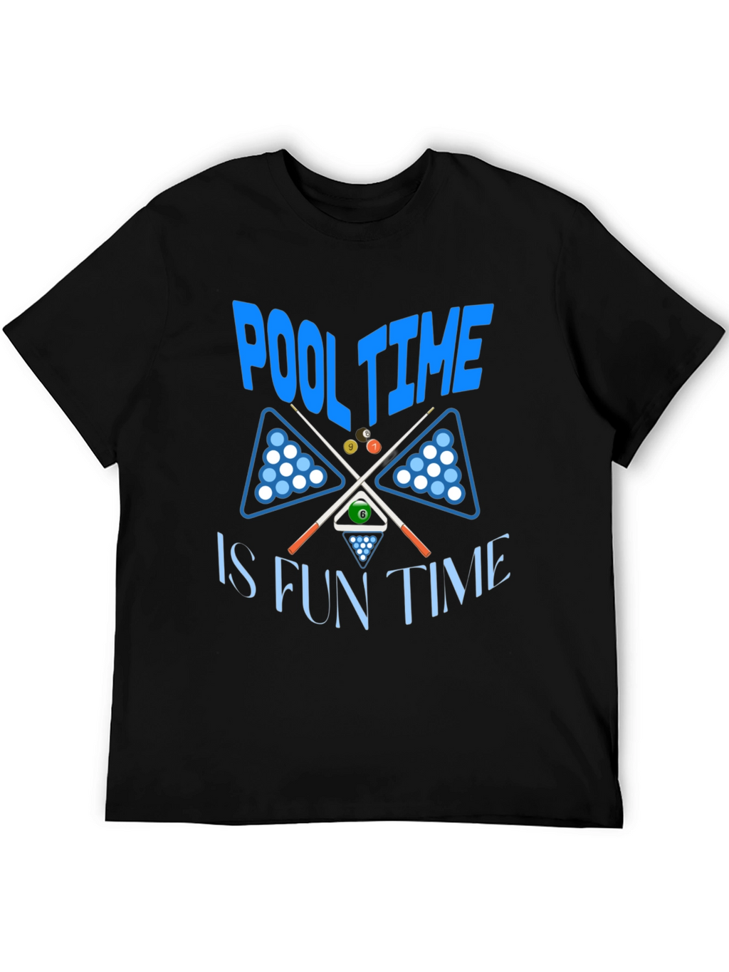 Pool Time Fun Time Black Graphic T-Shirt