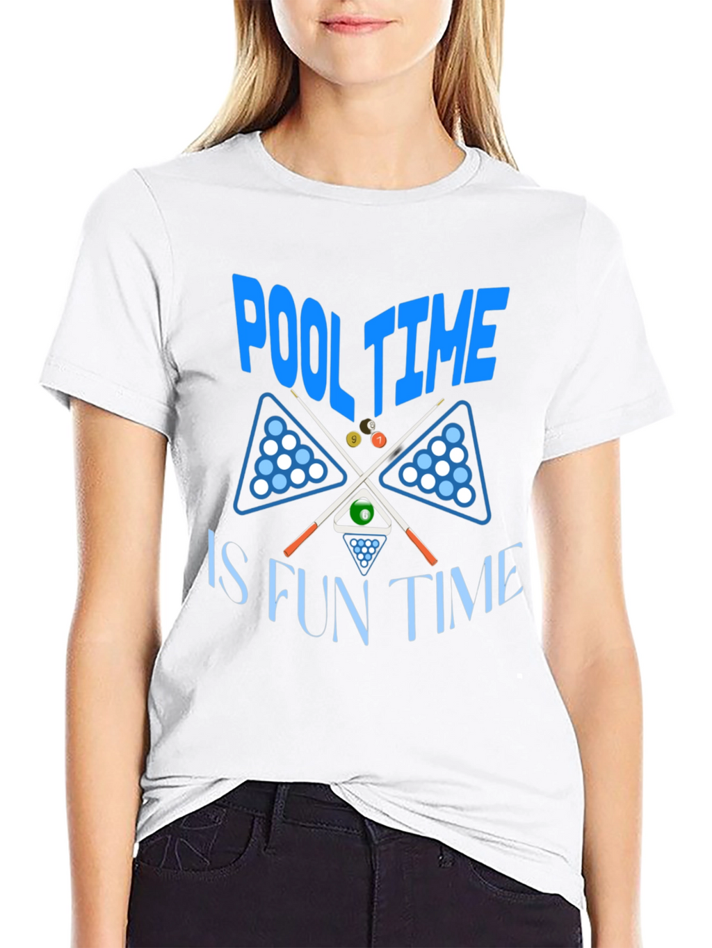 Pool Time Fun Time Black Graphic T-Shirt