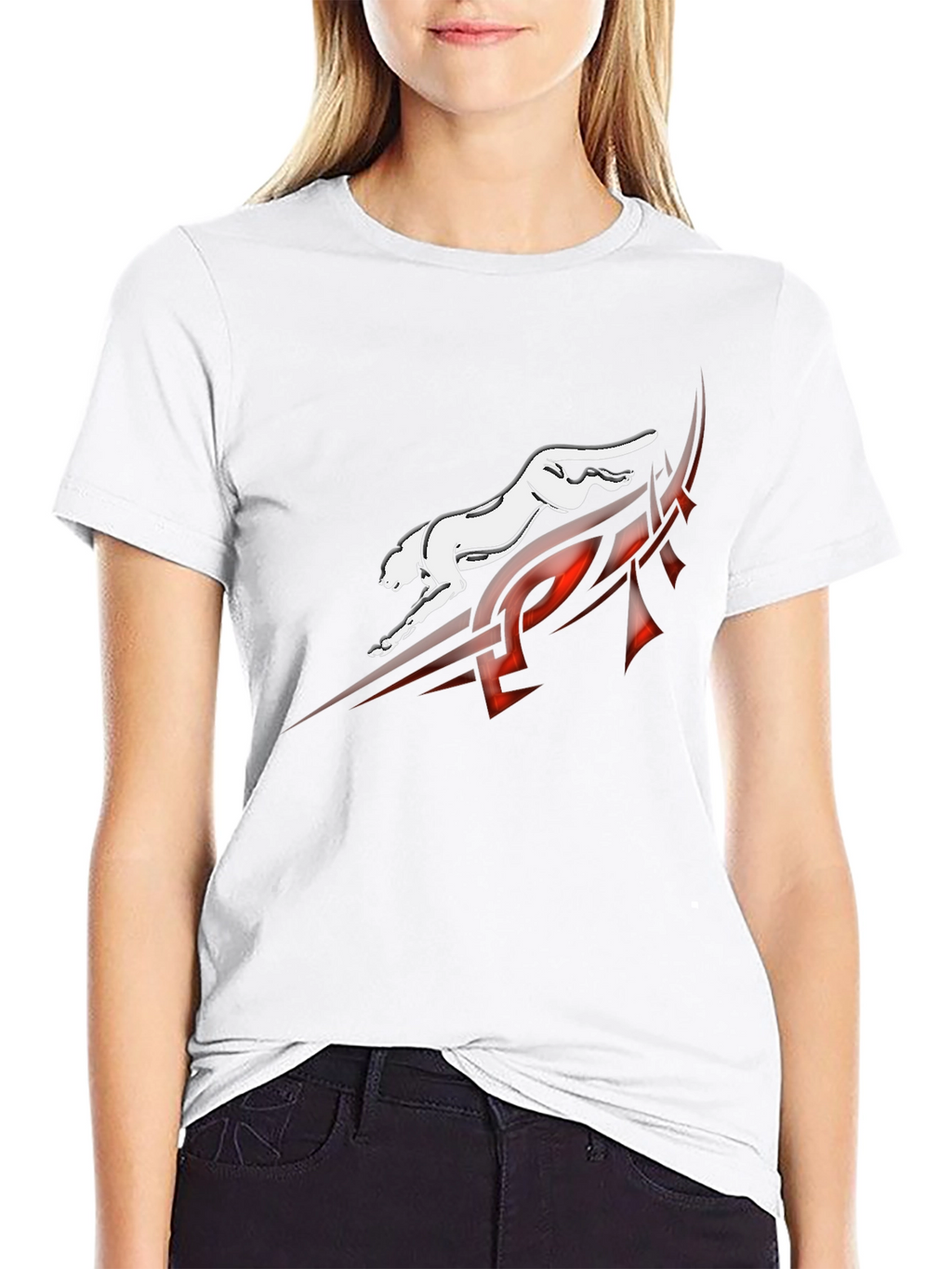 Tribal Panther Graphic Tee - Black Cotton Blend