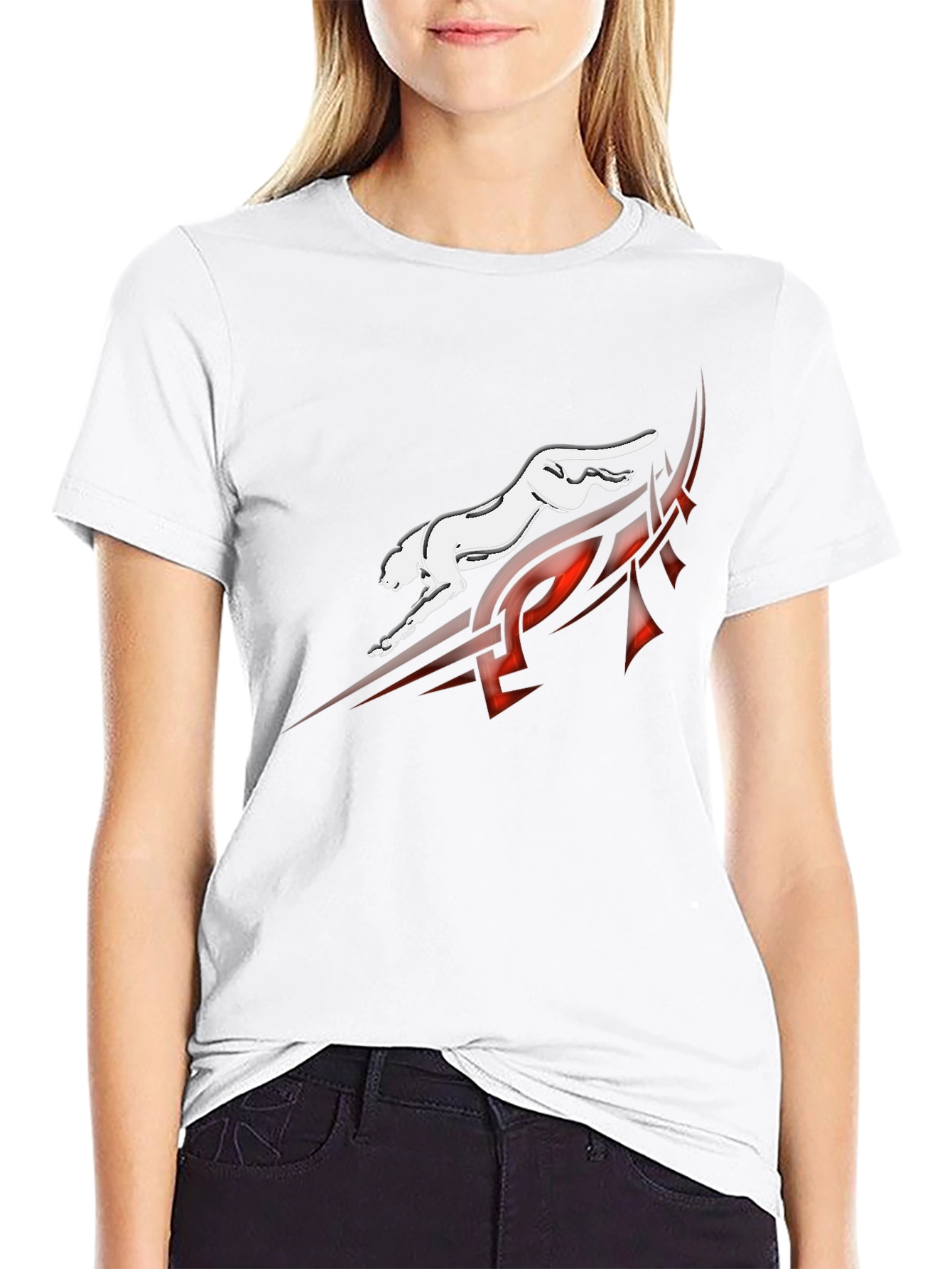 Tribal Panther Graphic Tee - Black Cotton Blend