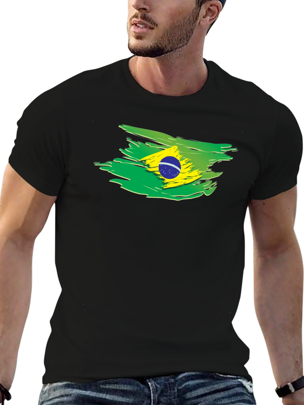 Brazil Flag Brushstroke Graphic T-Shirt