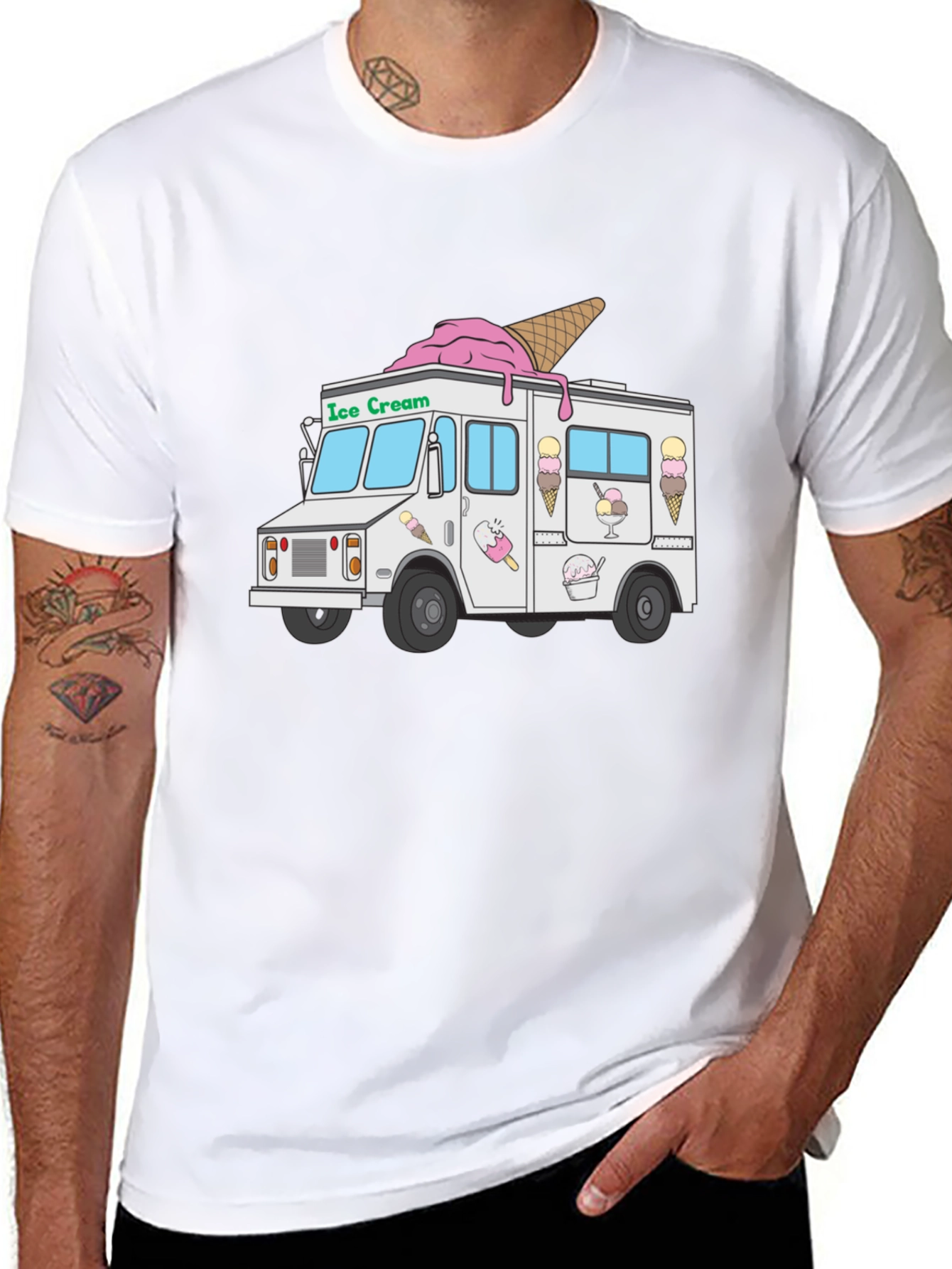 Ice Cream Truck Graphic T-Shirt - Black