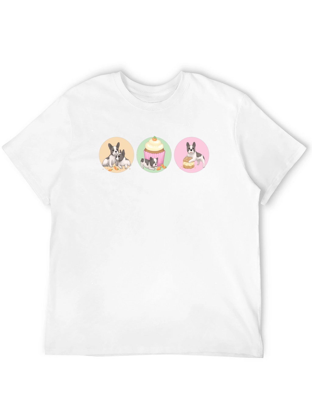 Cute Dog & Dessert Graphic Print Black T-Shirt