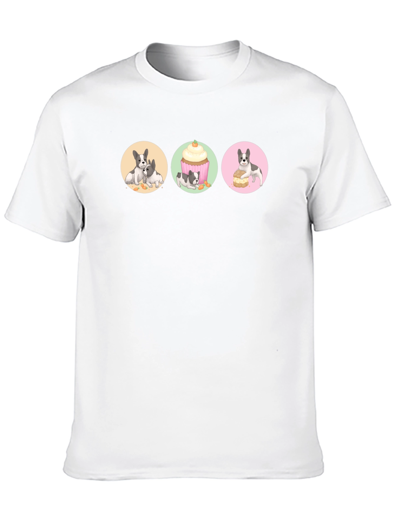 Cute Dog & Dessert Graphic Print Black T-Shirt