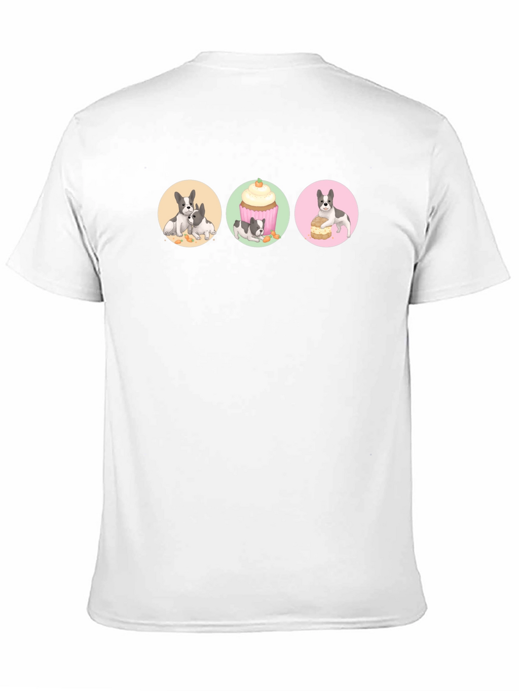 Cute Dog & Dessert Graphic Print Black T-Shirt