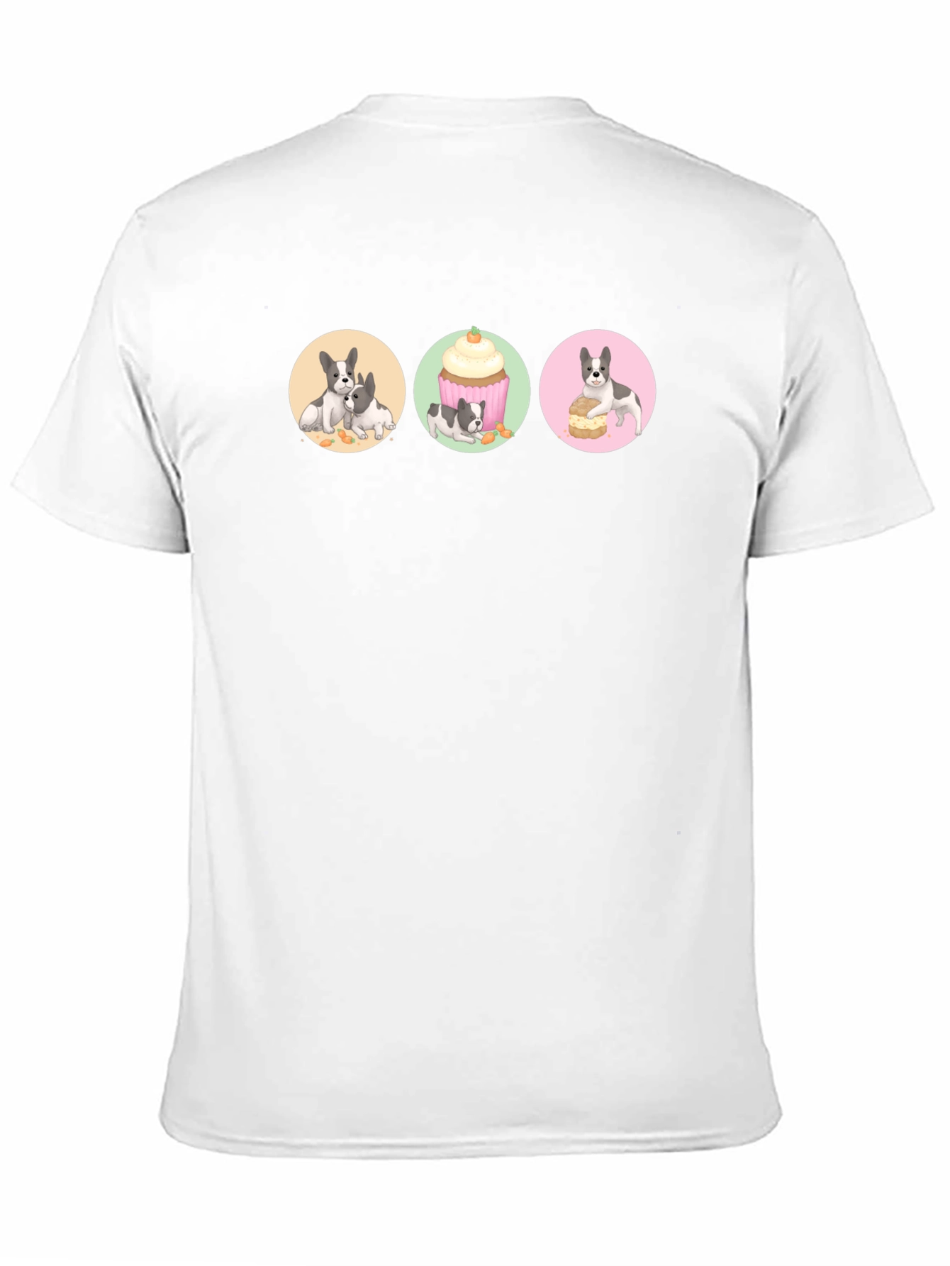 Cute Dog & Dessert Graphic Print Black T-Shirt