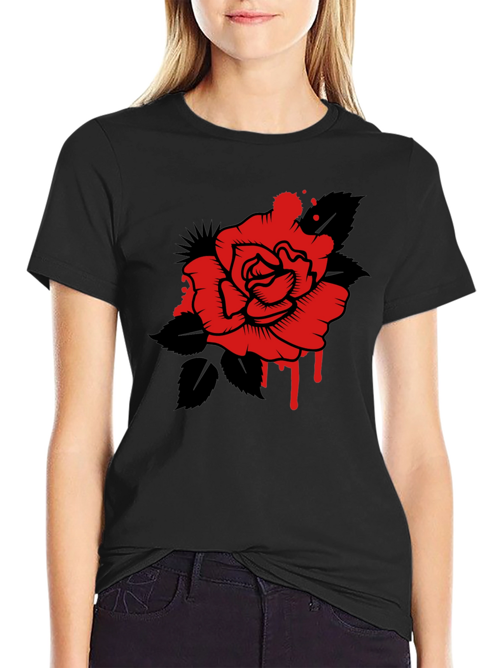 Rose Graphic Tee - Mens Black T-Shirt