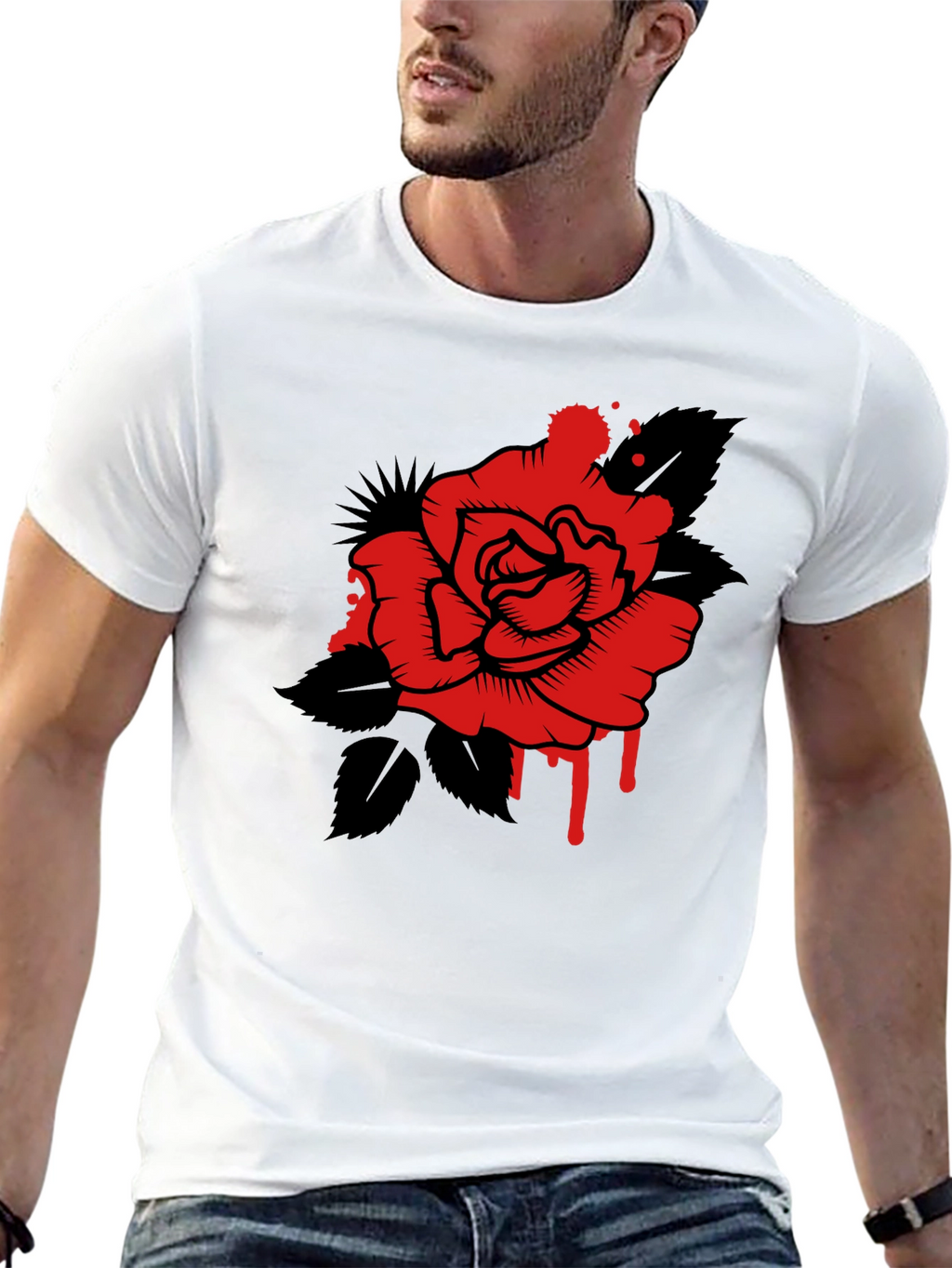 Rose Graphic Tee - Mens Black T-Shirt