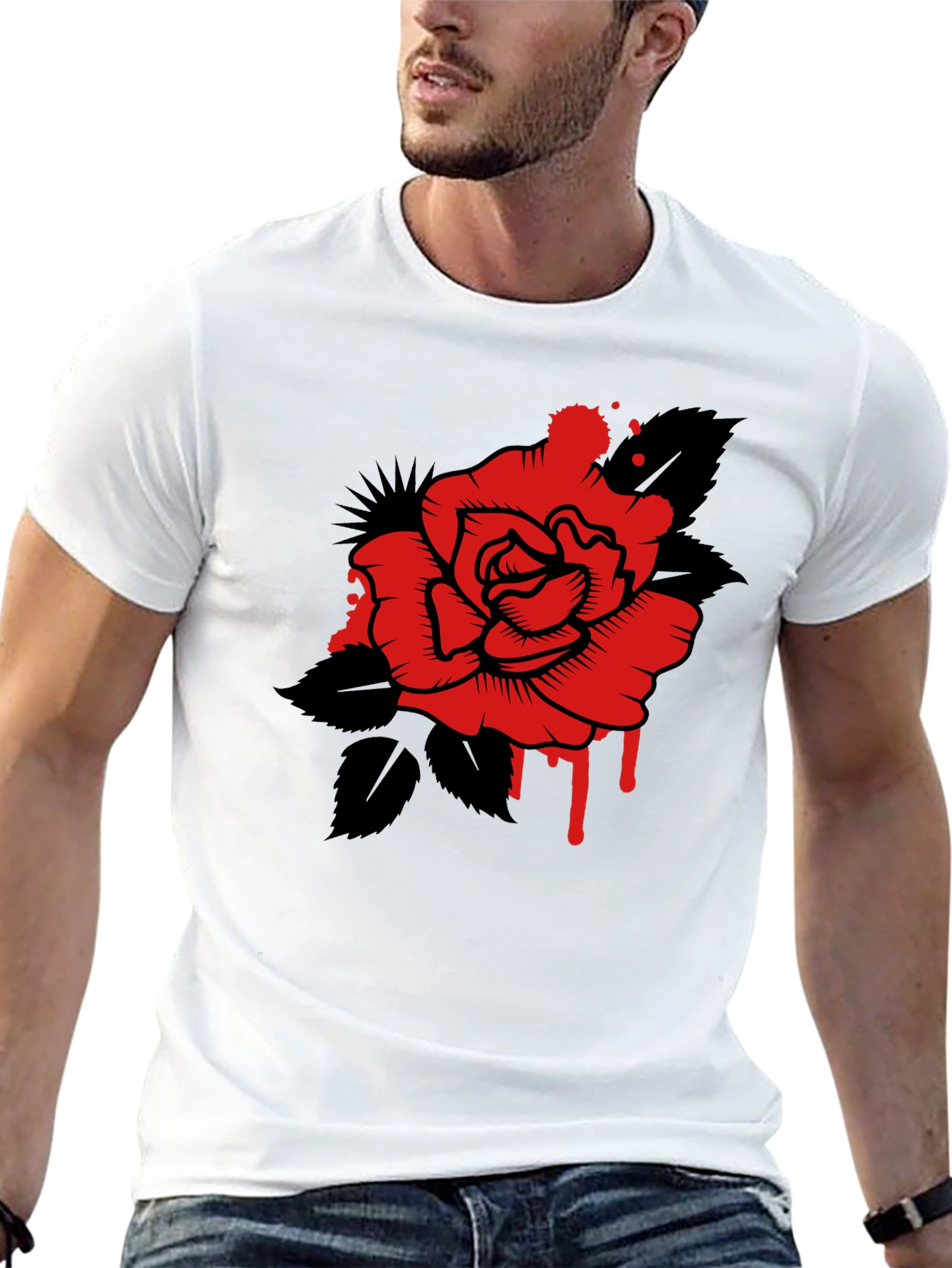 Rose Graphic Tee - Mens Black T-Shirt