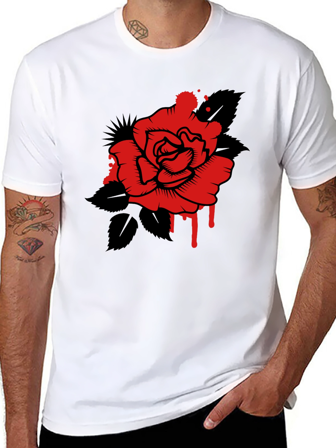 Rose Graphic Tee - Mens Black T-Shirt