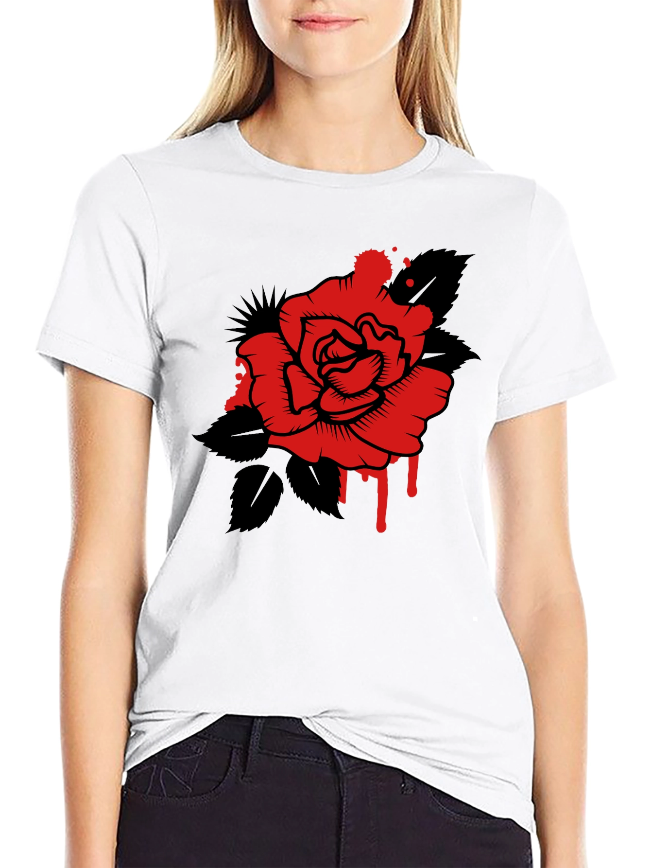 Rose Graphic Tee - Mens Black T-Shirt