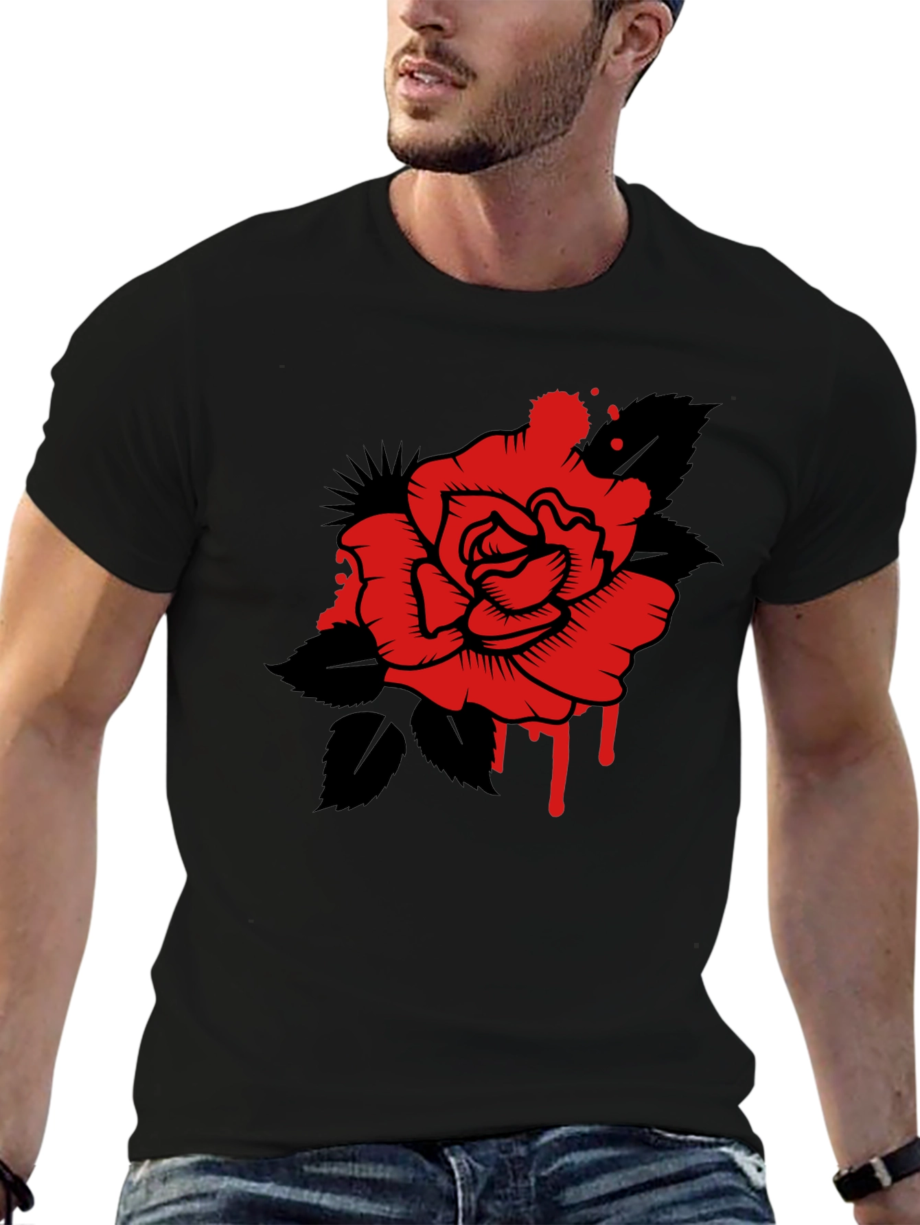 Rose Graphic Tee - Mens Black T-Shirt