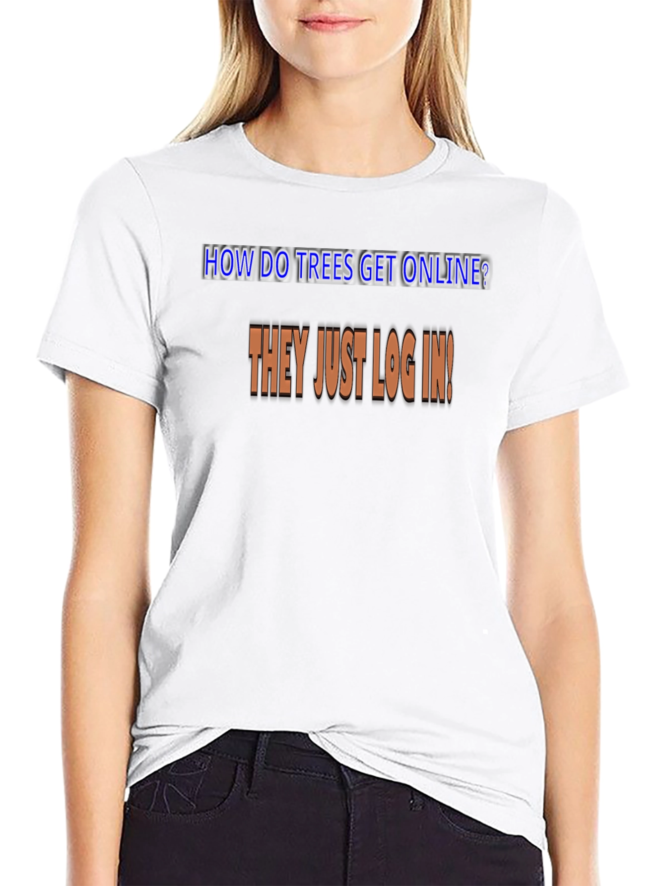 Humorous Trees Online Graphic Tee - Black