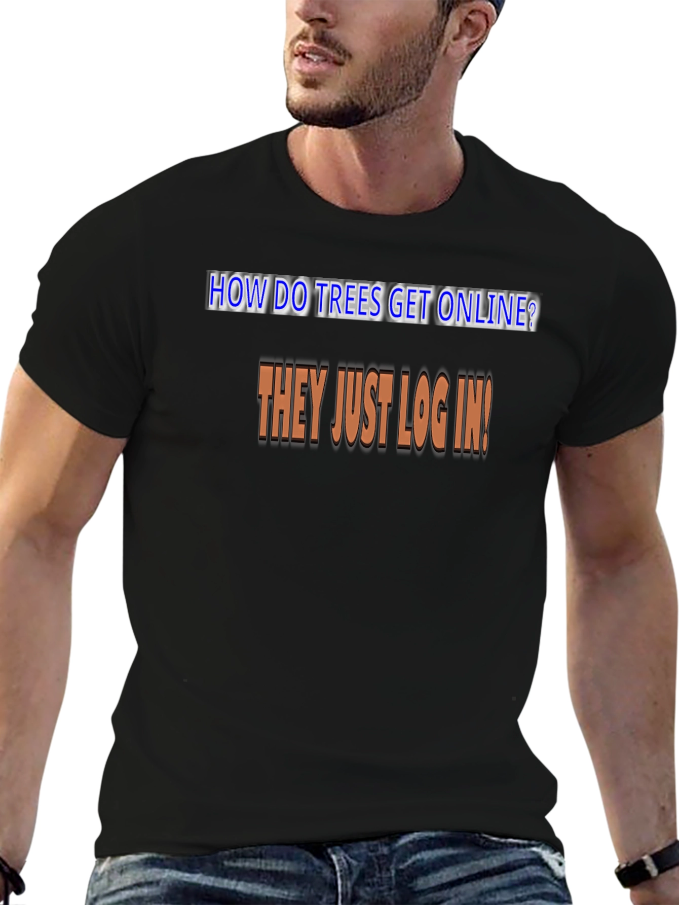 Humorous Trees Online Graphic Tee - Black
