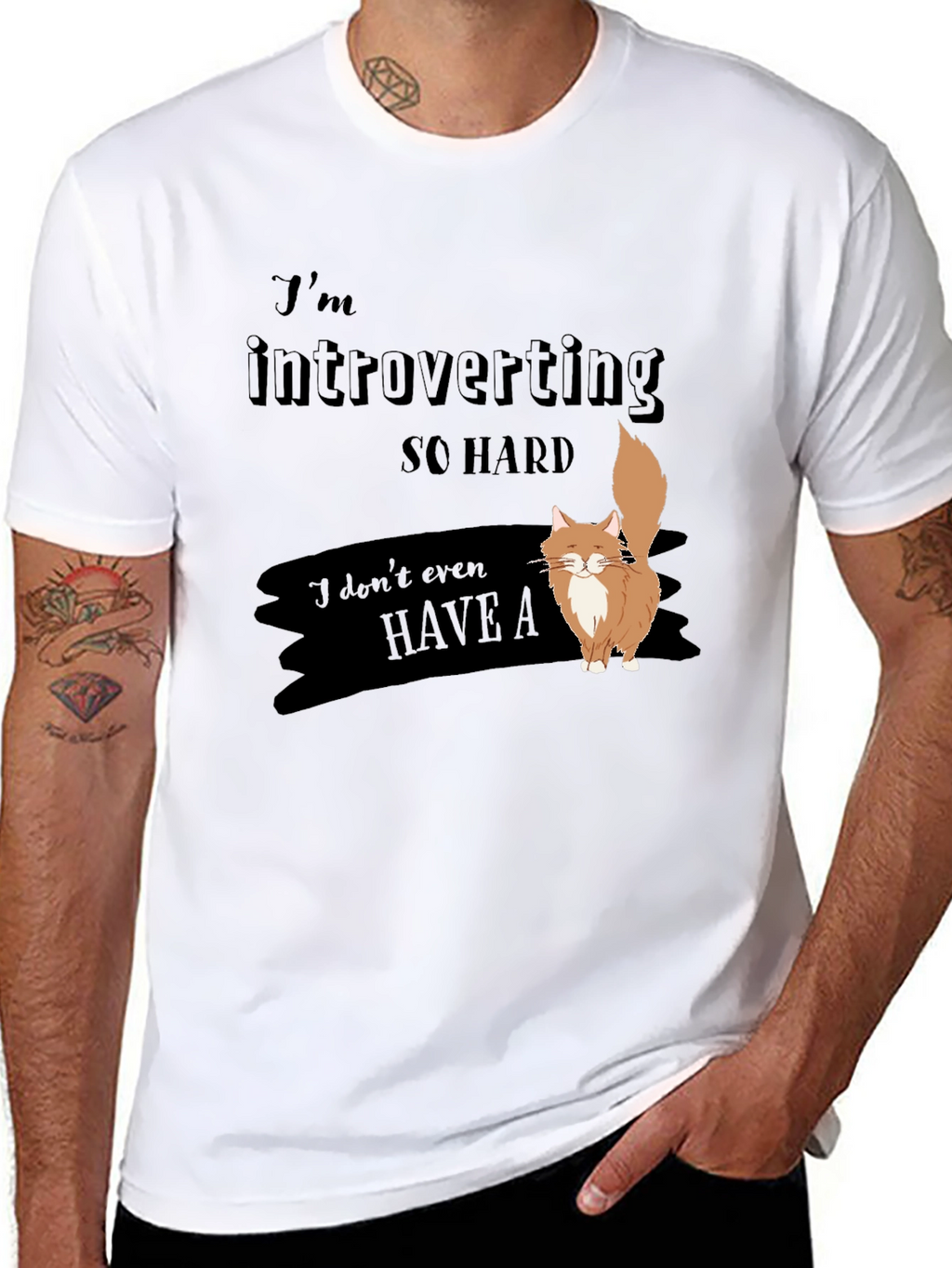 Introverted Cat T-Shirt - Soft Cotton Blend