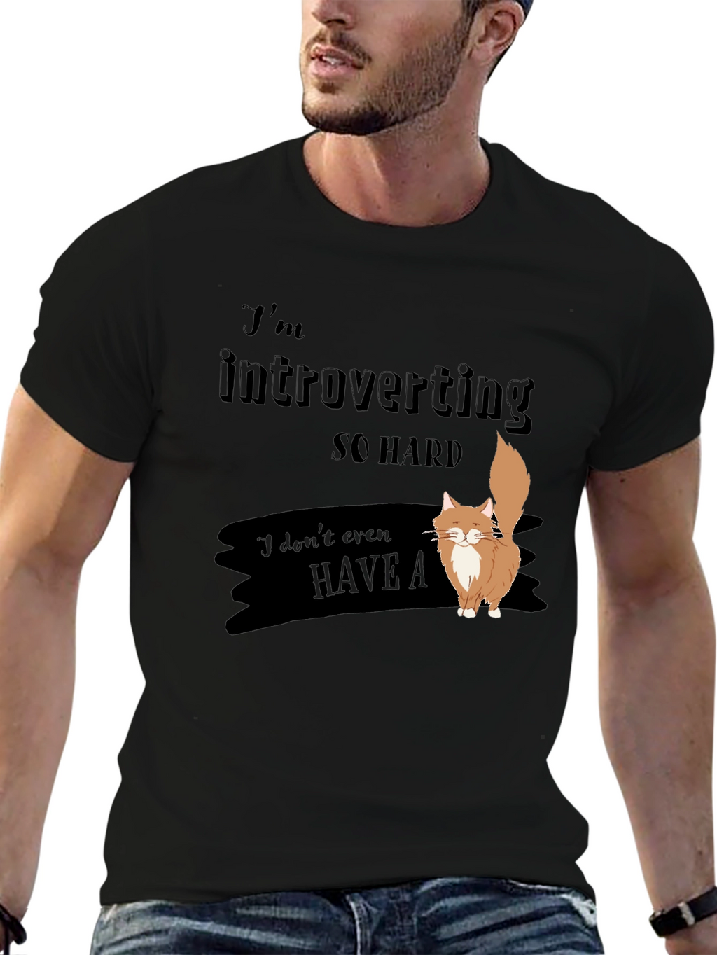 Introverted Cat T-Shirt - Soft Cotton Blend