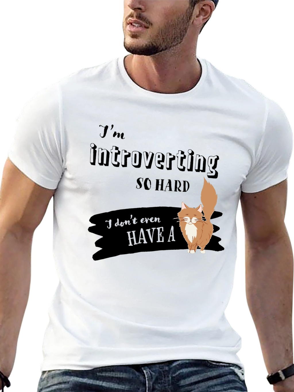 Introverted Cat T-Shirt - Soft Cotton Blend