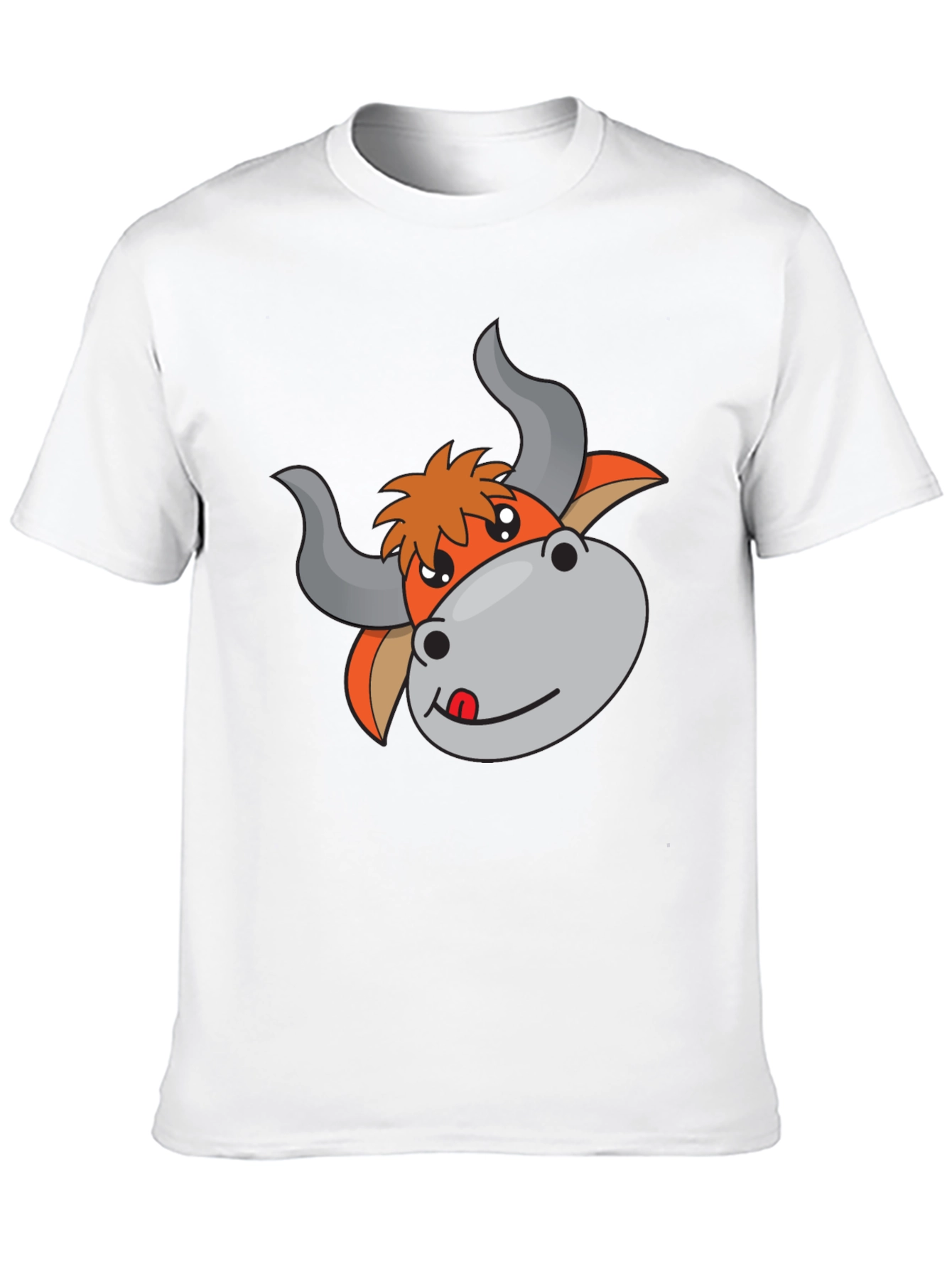Cartoon Bull Graphic Black T-Shirt