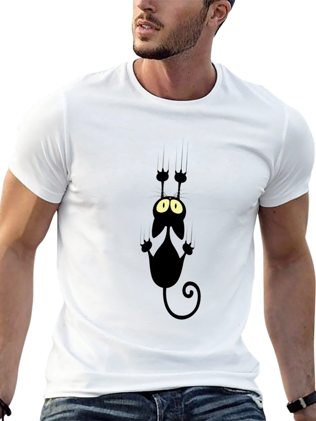 Black Cat Scratch T-Shirt - Funny Graphic Tee