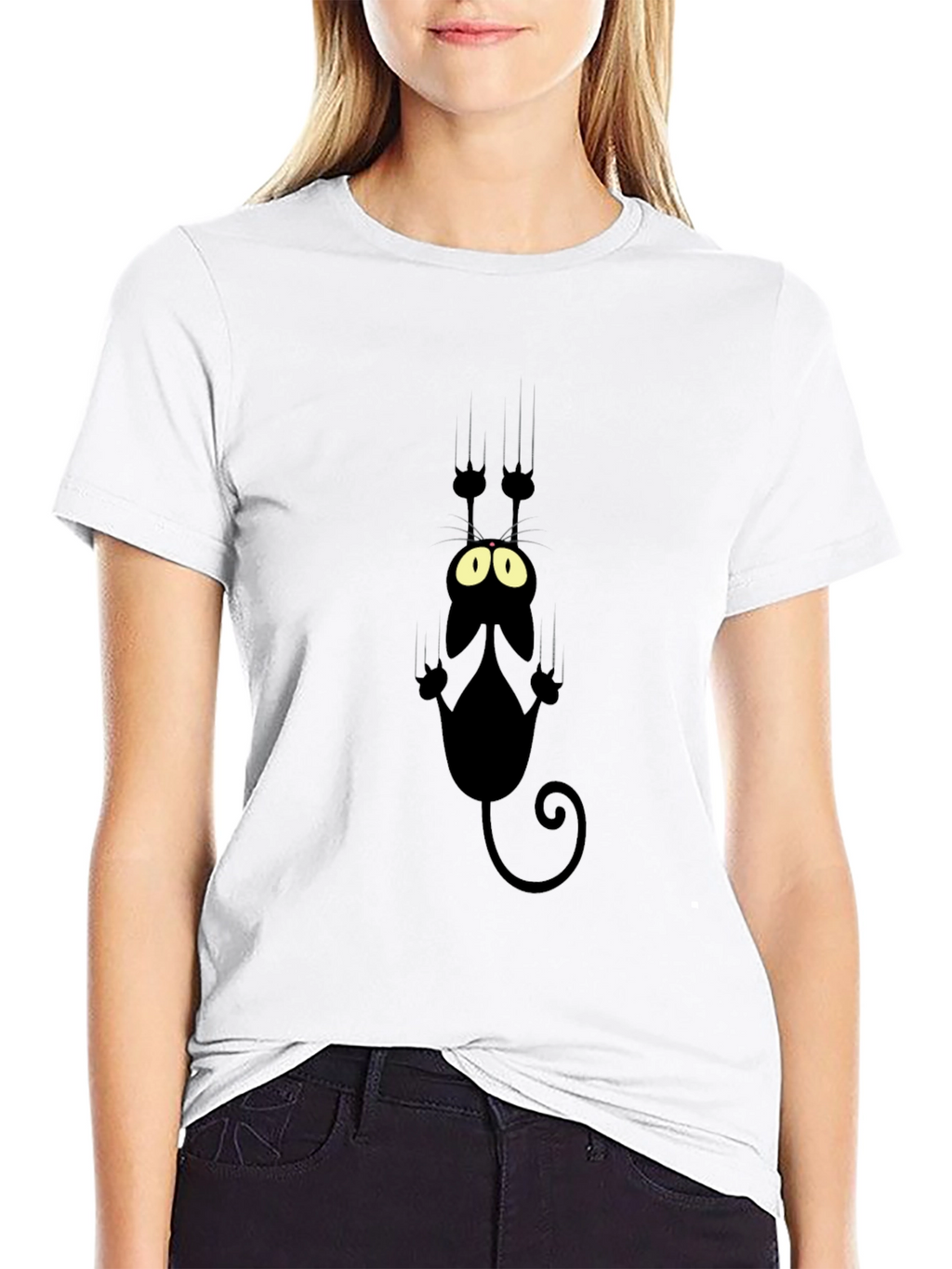 Black Cat Scratch T-Shirt - Funny Graphic Tee