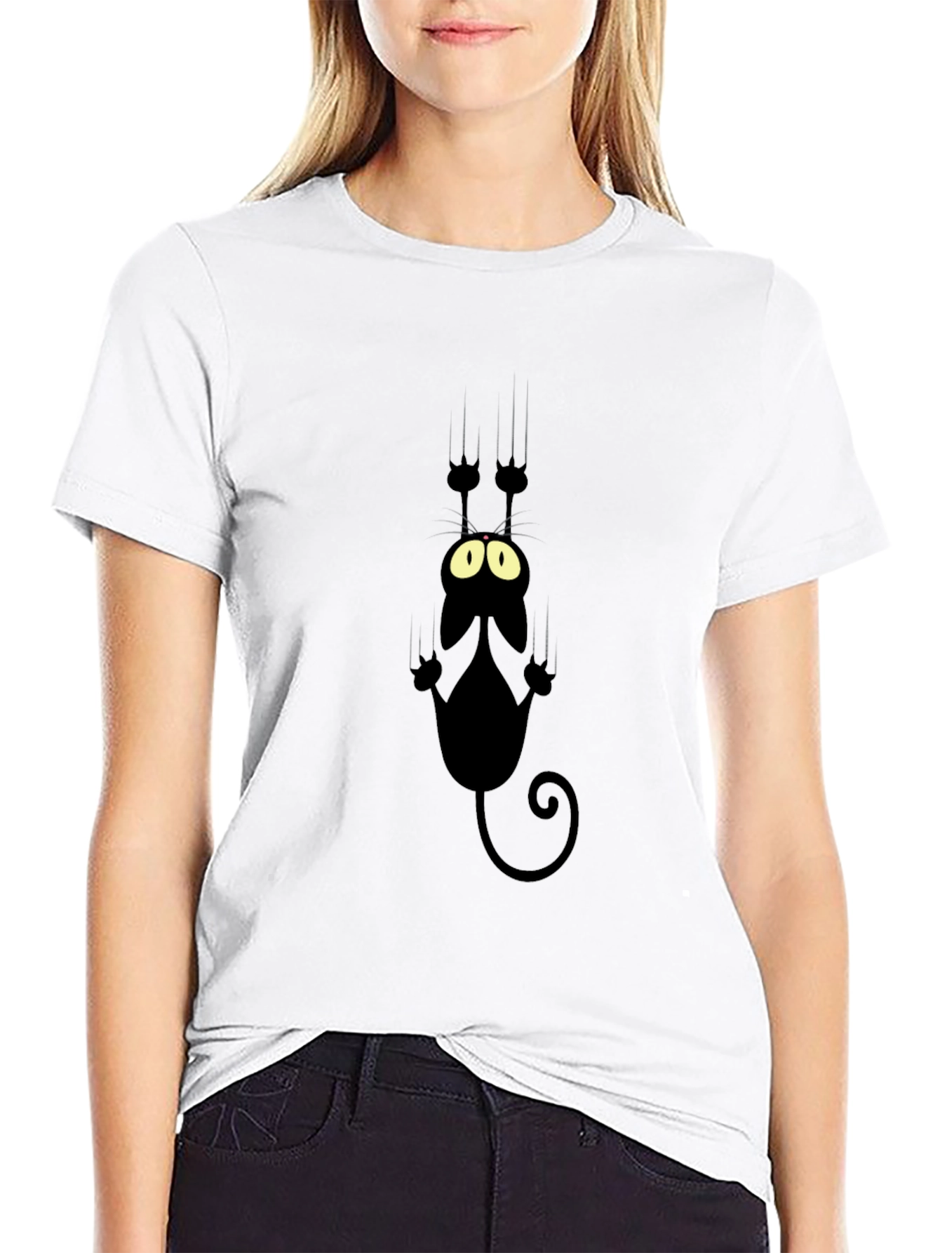 Black Cat Scratch T-Shirt - Funny Graphic Tee