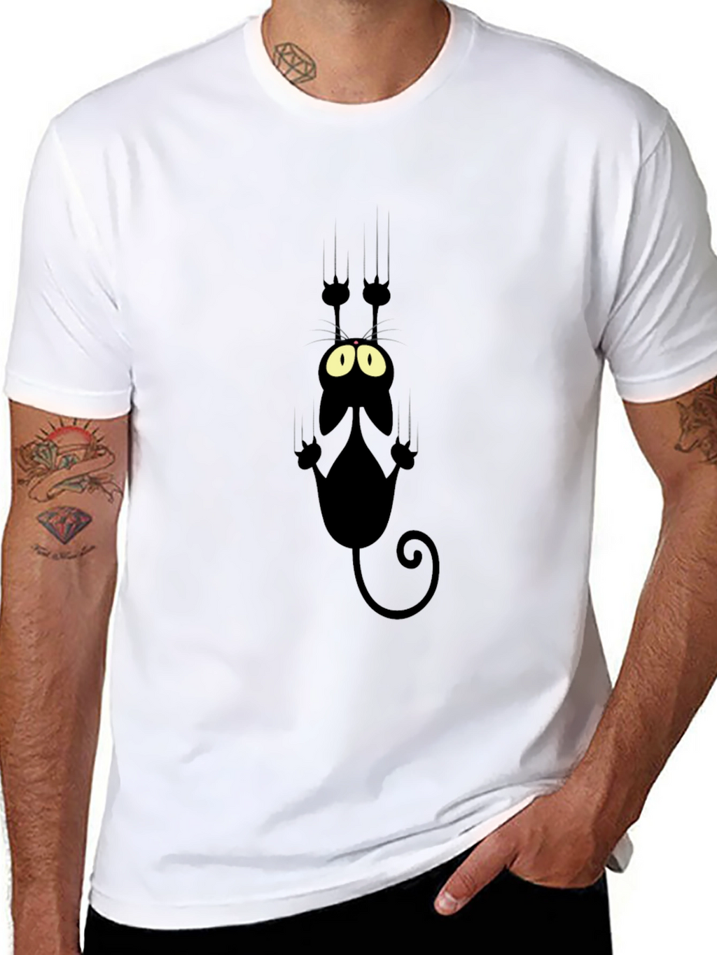Black Cat Scratch T-Shirt - Funny Graphic Tee