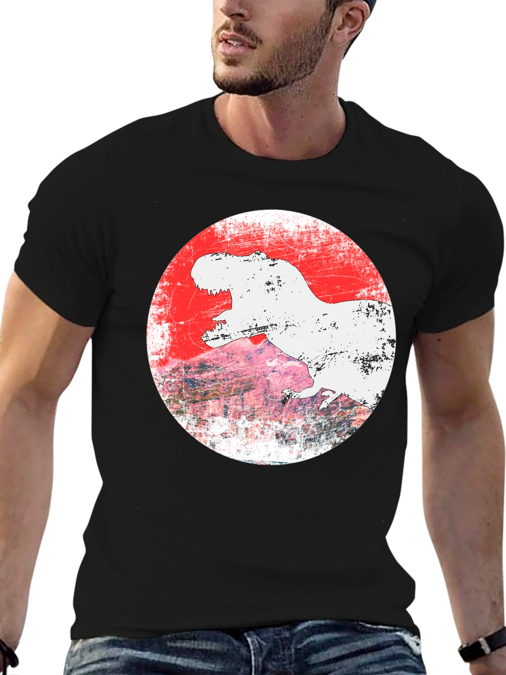 Dino Graphic Tee - T-Rex Grunge Design
