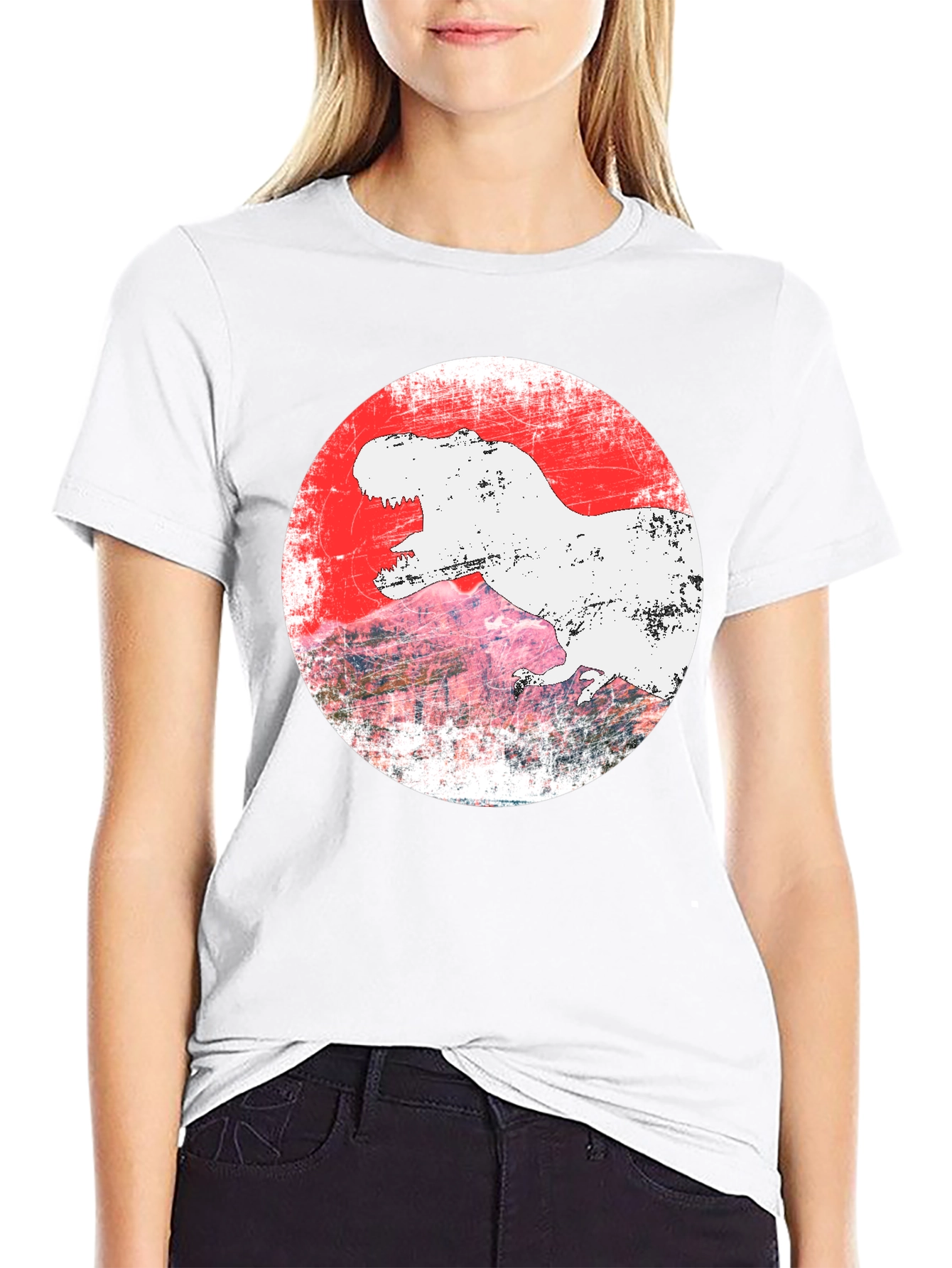 Dino Graphic Tee - T-Rex Grunge Design