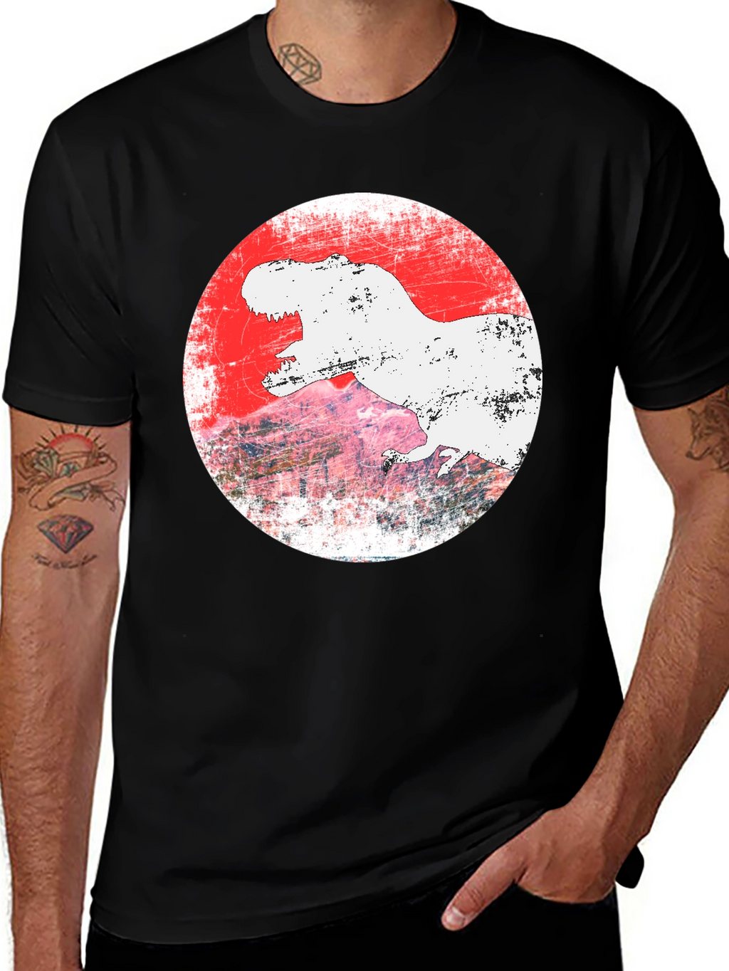 Dino Graphic Tee - T-Rex Grunge Design