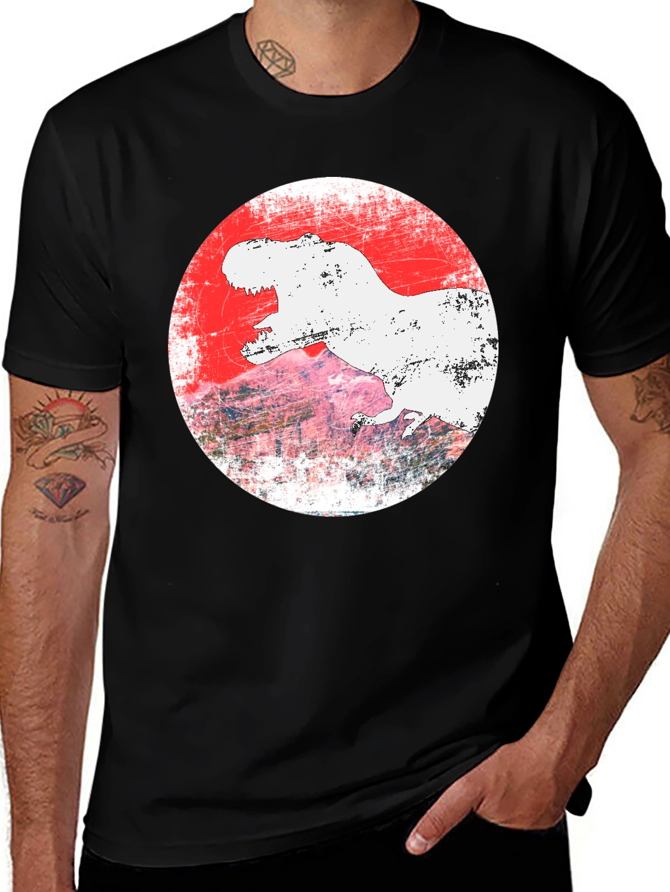 Dino Graphic Tee - T-Rex Grunge Design