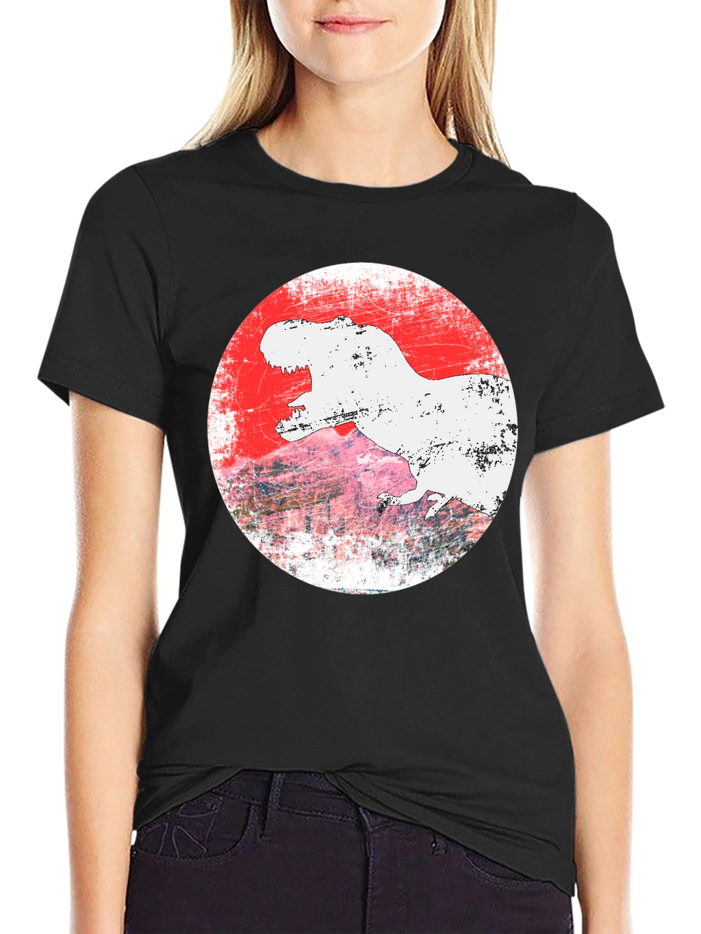 Dino Graphic Tee - T-Rex Grunge Design