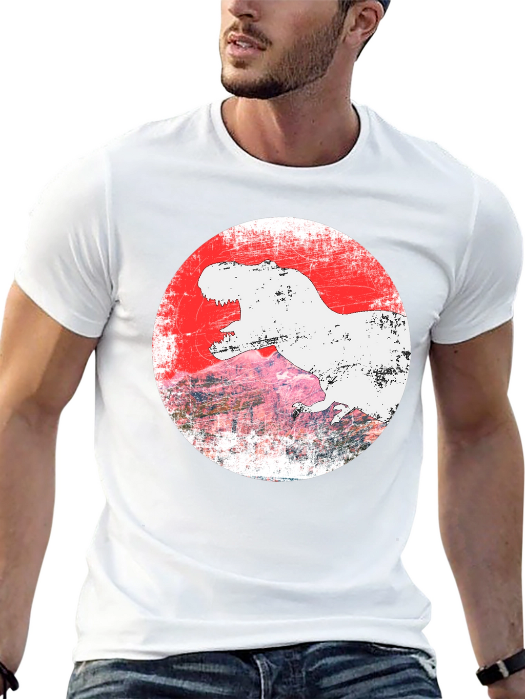 Dino Graphic Tee - T-Rex Grunge Design